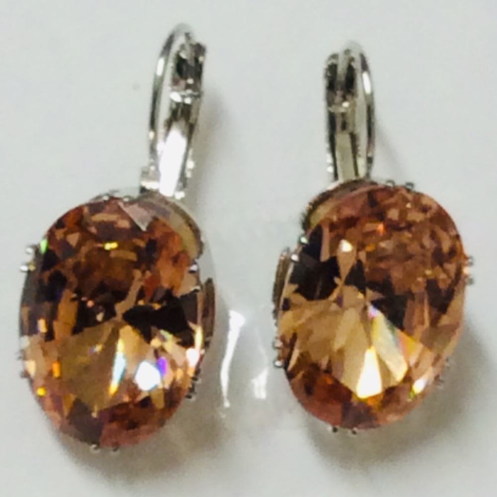✅🌹Champagne Oval Cut Zircon Clip Earrings.